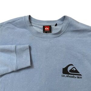 Quicksilver Men’s Baby Blue Sweatshirt Size Medium Y2K Surf Skate‎ Grunge Logo